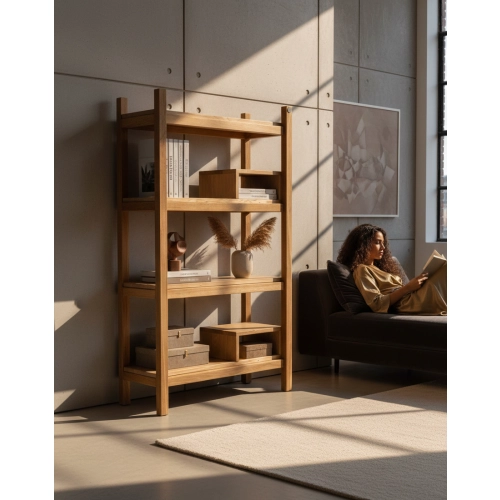 REGAŁ NA KSIĄŻKI  DREWNO LITE DĄB JESION OLCHA RNK-23